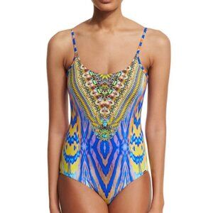 Camilla Blue Meltemi Breeze Embellished One Piece Swimsuit